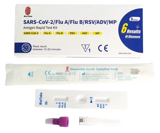 SARS-COV-2/Flu A/Flu B/RSV/Adeno/MP Antigen Rapid test  (6in1), 20 test./box