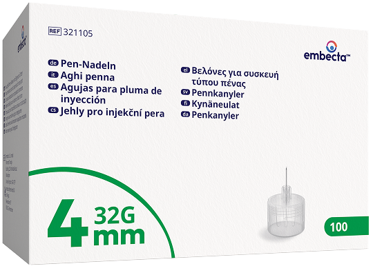 Embecta™ Pen Needle 4mmx32G, 100pcs