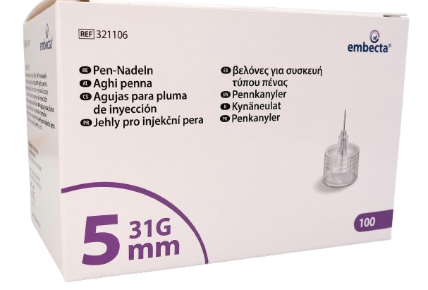 Embecta Pen needles 31G, 0.25x5mm, 100 pcs