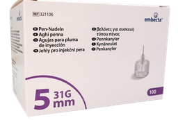 🎁️ [321106] Embecta Pen Insulīna injektora adata, 5mmx31 G, 100 pcs
